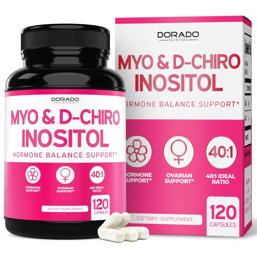 Myo-Inozitol & D-Chiro Inozitol Supplement for Women (120 Kapsule, 2050mg Per Serving Ideal 40:1 Ratio Myo Inositol) Hormone Balance for Women - Third Party Tested, Vegan Safe & USA Made - 120 Gróf