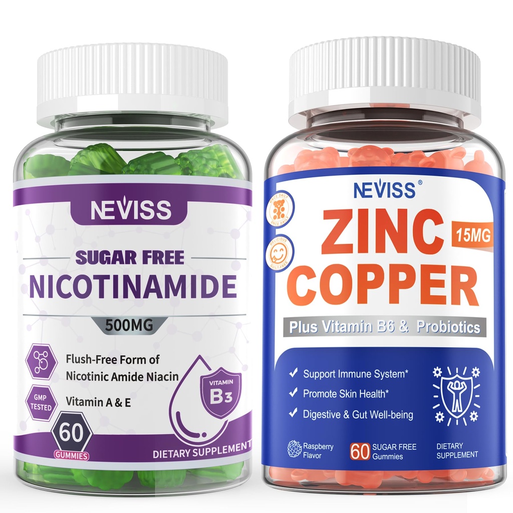 NEVISS nikotínamid 500mg Gummy + zinkové medené Gumičky