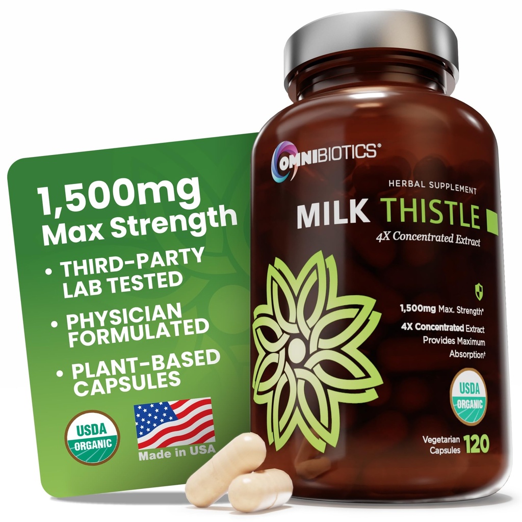 Omnibiotics Organic Milk Thistle Supplement 1500mg 