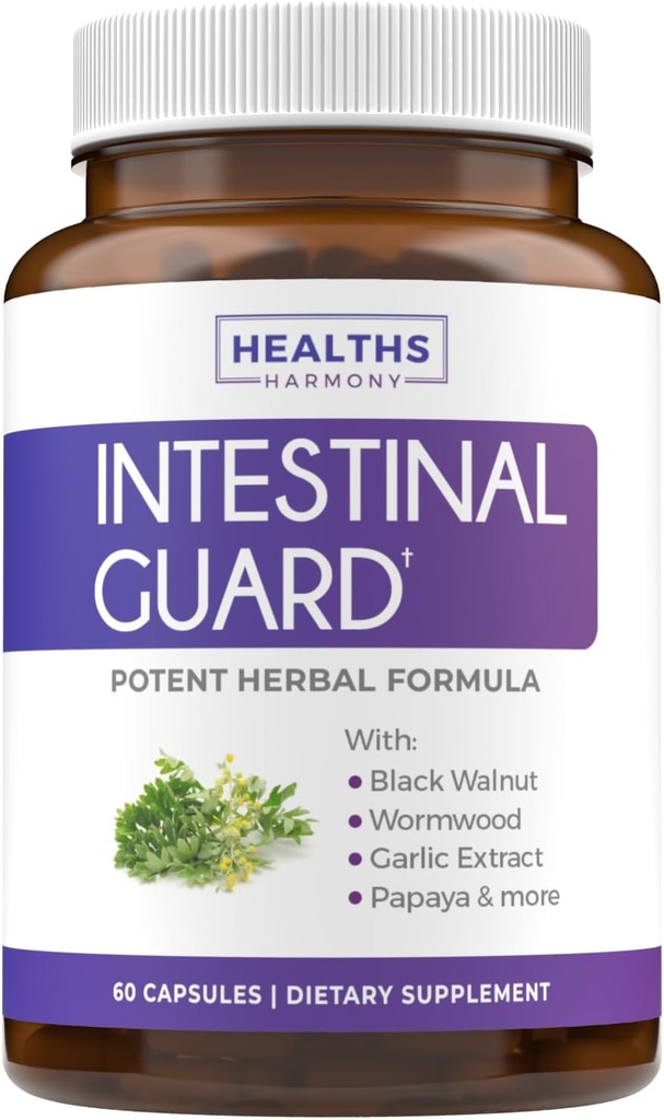 Intestinálna garda (non-GMO) - Silná prírodná formula s Wormwood, Black Walnut, Goldenseal, PAU D'Arco, Klúč, cesnak, Viac - Všetko v jednom dodatku - 60 Kapsule (Žiadne tablety)