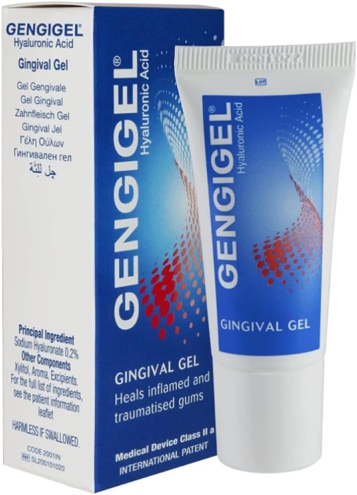 Gengigel Kyselina hyaluronová perorálny gél pre ústnu a gum discomfort (20ml), upokojuje podráždenie, podporuje prírodné lieči a chráni jemné ústnej tkaniva, bez parabenu alebo SLS, Vegan & Kosher