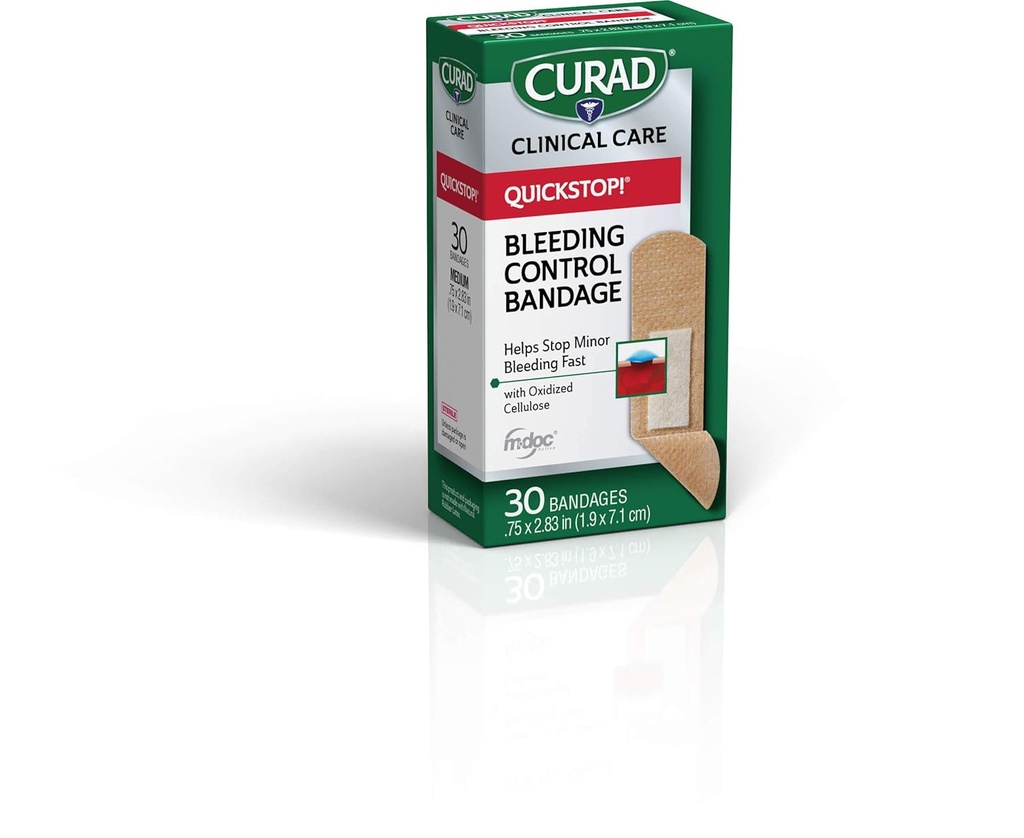 Curad Quickstop Flex-Fabric Bandáže, Quickstop Control Technológie krvácania, 0,75" x 2,83," 30 grófov (Pack of 3)