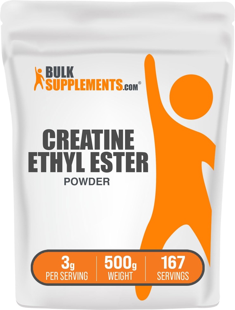 BulkSupplementments.com Creatin Eethyl Ester HCl Powder - Creatin Supplement, Creatin Eethyl Ester Powder - Unflaved & Gluten Free, 3g per Serving, 500g (1,1 lbs) (Pack of 1)