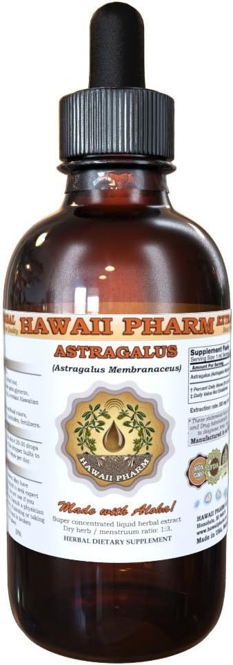 HawaiiPharm Astragalus Liquid Extract, Organic Astragalus (Astragalus membranaceus) Supplement sušený Root Tincovary 4 oz