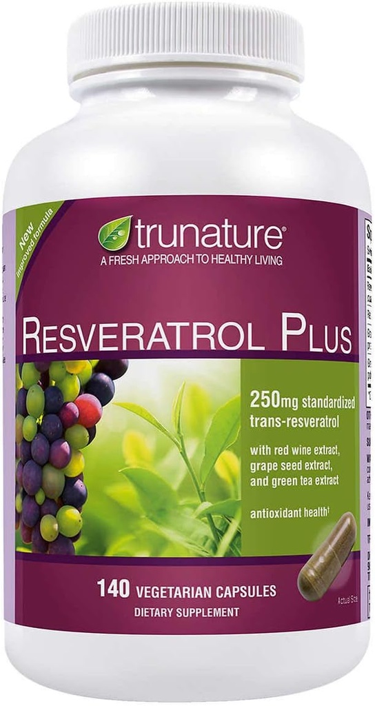 trunature Resveratrol Plus Standardized Trans- Resveratrol 250 Milligram, 140 Vegetariánske kapsuly