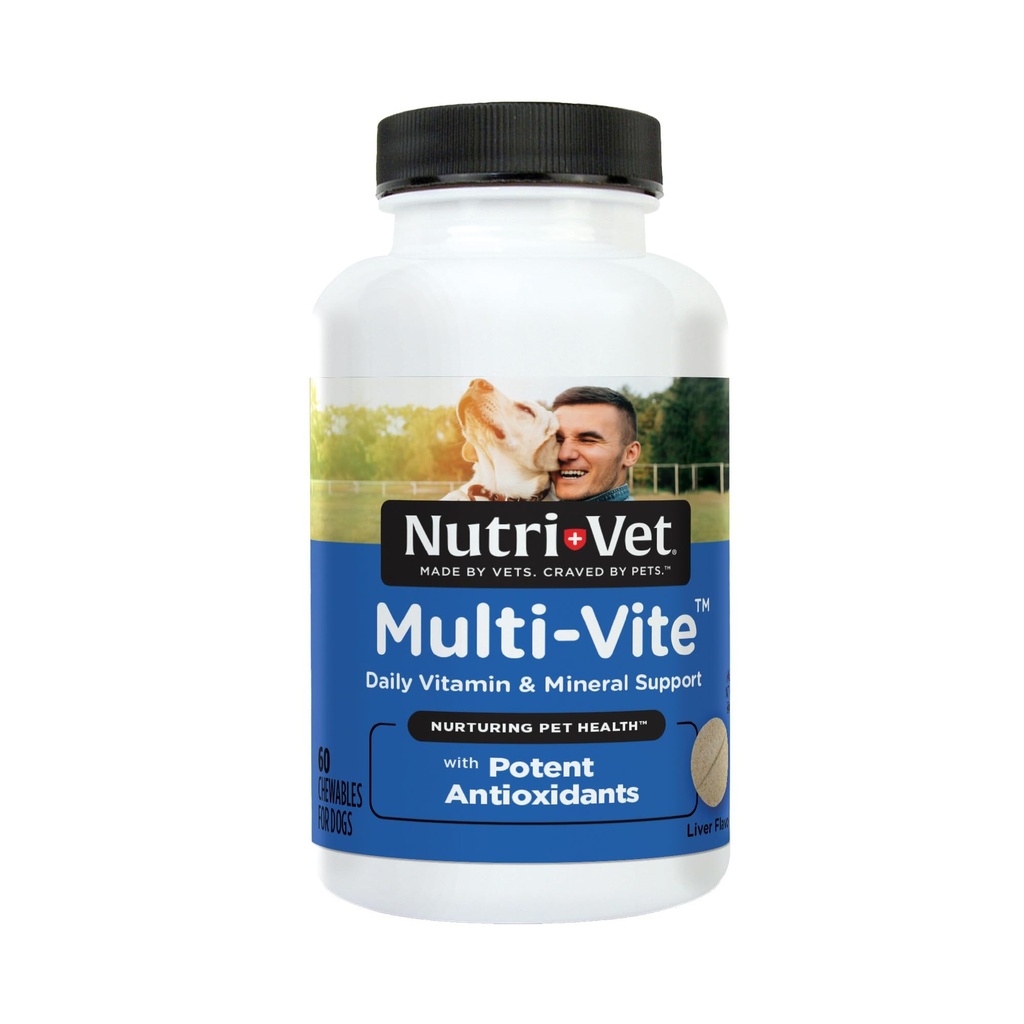 Nutri-Vet Multi-Vite žuvačky pre dospelých psov, denné psa vitamíny a minerály, podporuje vyváženú diétu, Pet Multivitamín, podporuje kĺb, Immune, a kardiovaskulárne zdravie v canines, 60 Počet