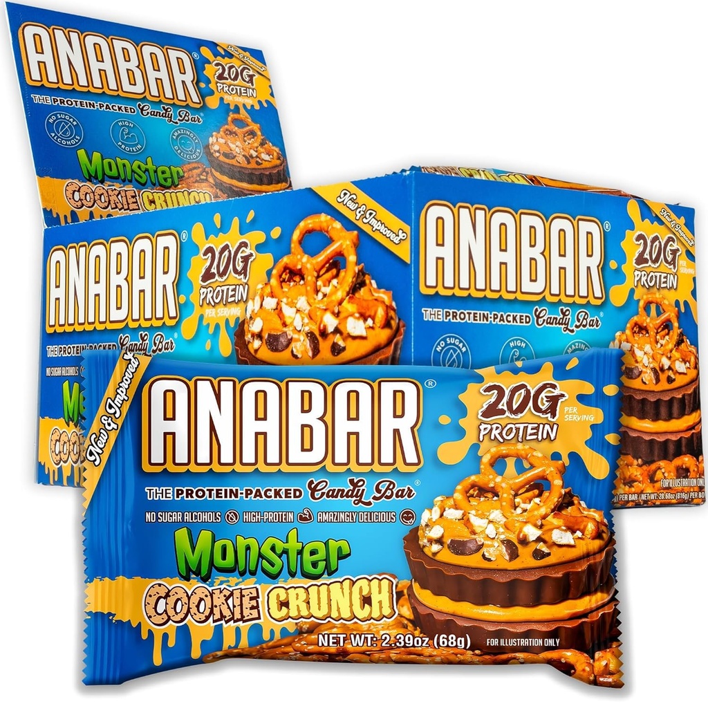 Anabar Protein Bar, Protein-Packed Candy Bar, Amazing Ochutnávka Protein Bar, Bez cukru Alkoholy, Vysoká Protein, Úžasne Delicious (12 Bary, Mlieko Čokoláda Cookie Crunch)