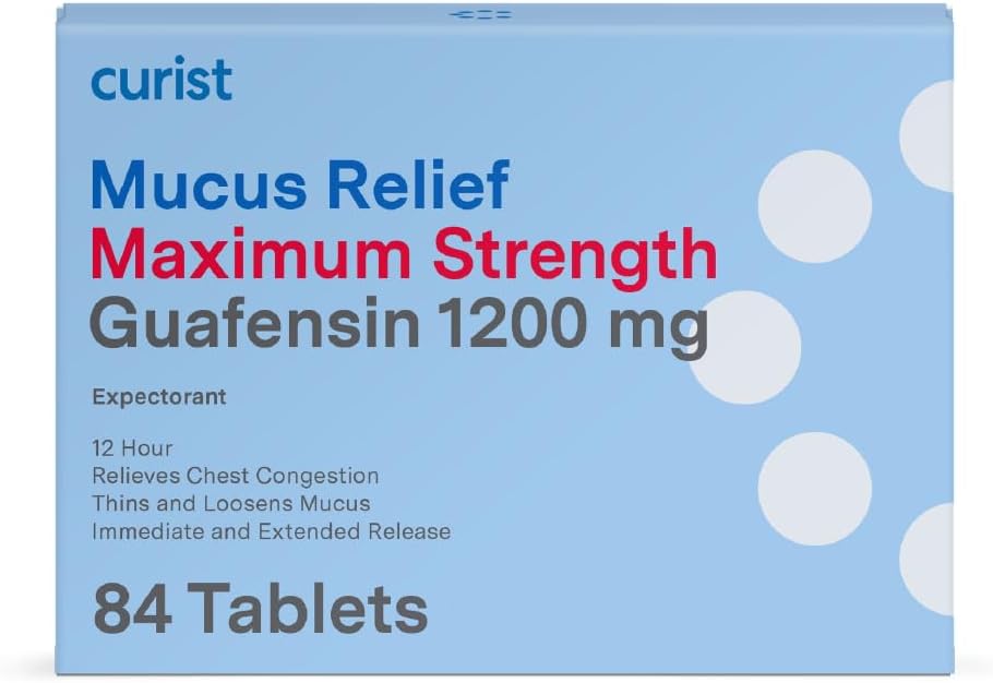Curist Guaifenesin Musus Relief 1200 mg Maximum Strength OTC - 84 Gróf Rozšírené tablety na uvoľnenie - Znížiť Muscus Clear Congestion (84 Počet tabliet hromadný balenie)
