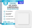 JJ CARE adhezive Island obliekanie [Pack of 50], 6x6 Sterilné hranatý gázu obliekanie, priedušný Island rán šaty individuálne zabalený s vysoko absorpčné non-Stick Center Pad
