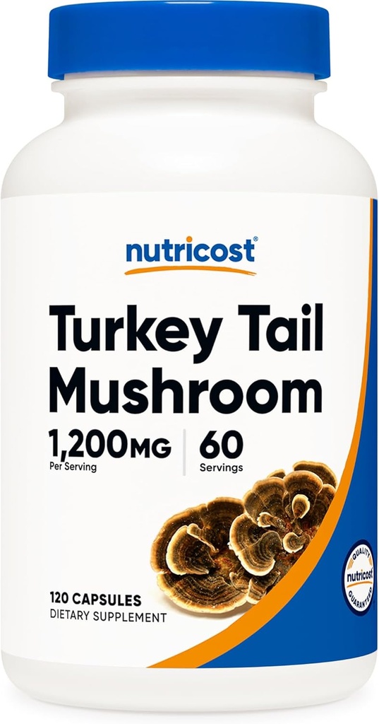 Nutricost Turecko chvostové muštové kapsule 1200mg, 60 Servírovacie kapsule (120 kapsule) - Gluten zadarmo, non-GMO, a Vegetariánska priateľsky