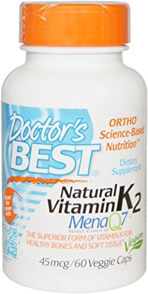 Lekár je najlepší prírodný vitamín K2 Mk-7 s Menaq7 45 Mcg 60 Veg Caps