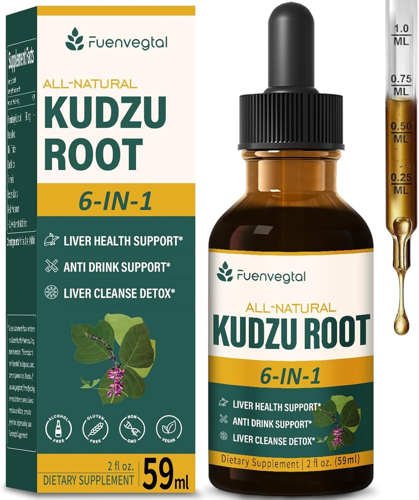 Kudzu Root Extract kvapky pre podporu pečene, vysoká absorpcia formula doplnok s mliekom bodliak, kurkuma, a Hovenia Dulcis. 2 oz