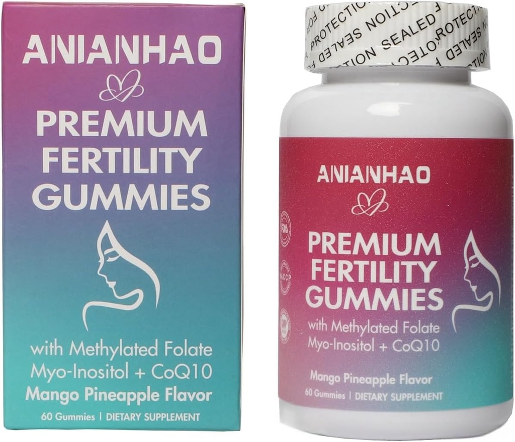 Premium Fertility Gummies for Women, Premium Feminine Balance Gummies, with Inositol, CoQ10, Folát and Vitamíny, Support Hormone Balance, Ovulation/Menstrual Cycle, 1 mesiac dodávky