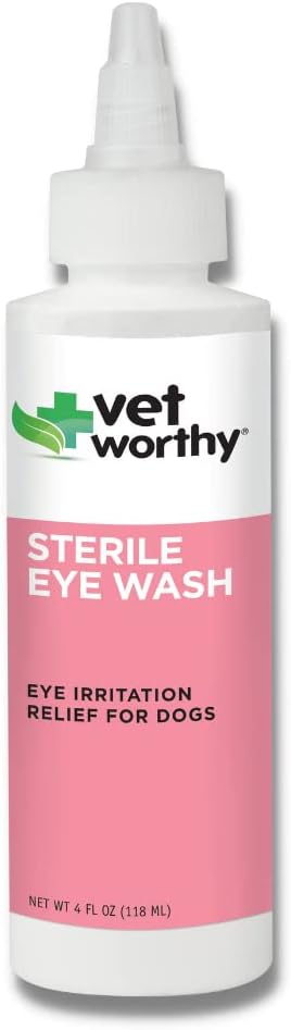 Vet Worthy Eye Wash pre psov - Jemné oči Čistenie riešenie pre psov, aby sa zabránilo tear Stain and Eye Irritation - pes oči Čistič pre tear Stain, Špina, a očné výboje - 4oz