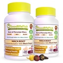 Peruvian Maca Root Kapsule s Black Pepper 150 ct. Premium Yellow Maca Red Maca & Black Red Maca Výkonný 10:1 All Typ Maca Extract All Natural Non-GMO Vegan NO Ryža Prášok NO Stearate NO Silicon