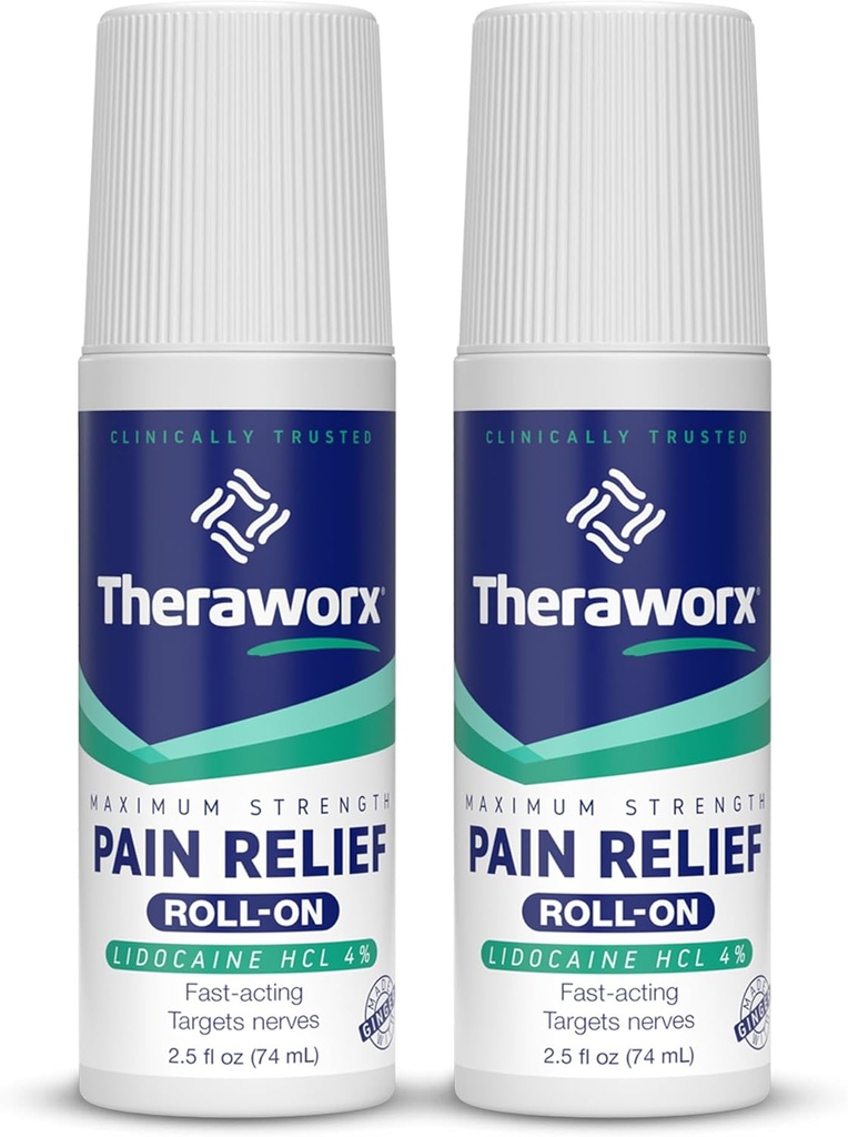 Theramorx Maximálna sila úľava bolesti Roll-On s lidokaínom, Fast-Acting - 2.5 Oz - 2 Počet