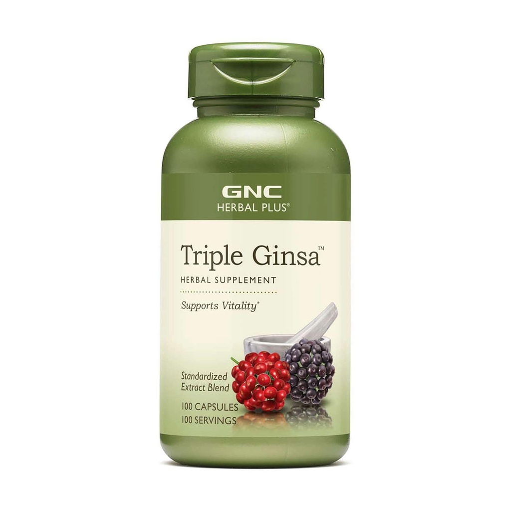 GNC bylinné Plus Triple Ginsa doplnok, podporuje vitality, 100 slúži