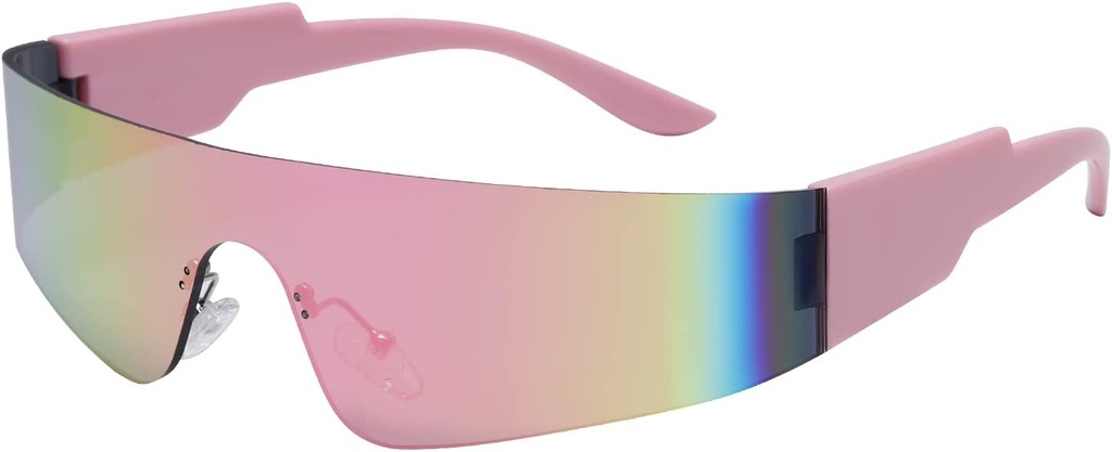 Crazy Feng Trendy Rimless Futuristic Wrap okolo slnečné okuliare Ženy Muži, Cyberpunk Visor slnečné okuliare odtiene módne okuliare