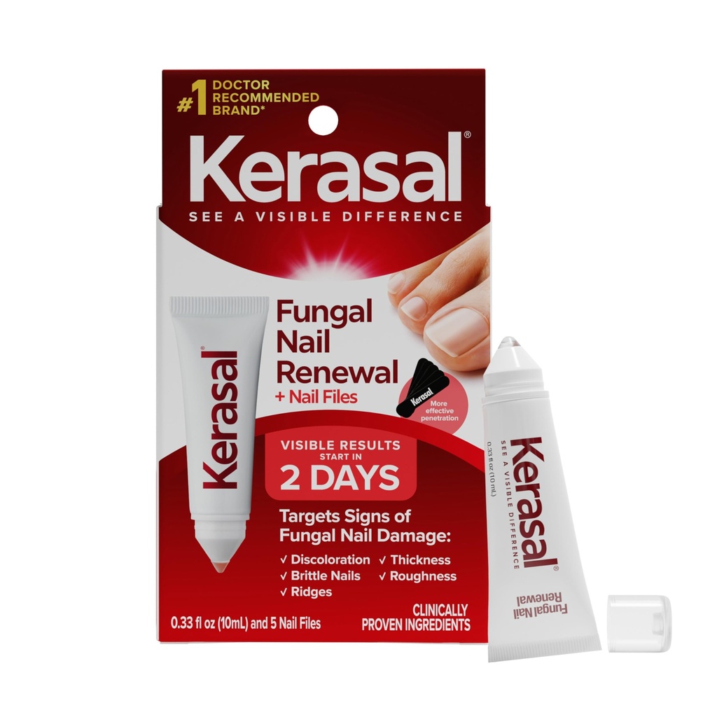 Kerasal Nail Obnovenie a nechty súbor Combo Pack, Obnovuje vzhľad rozfarbené alebo poškodené nechty, 5 ťažké Duty Nail súbory, 0.33 fl oz, jasné (Packaging May Vary)