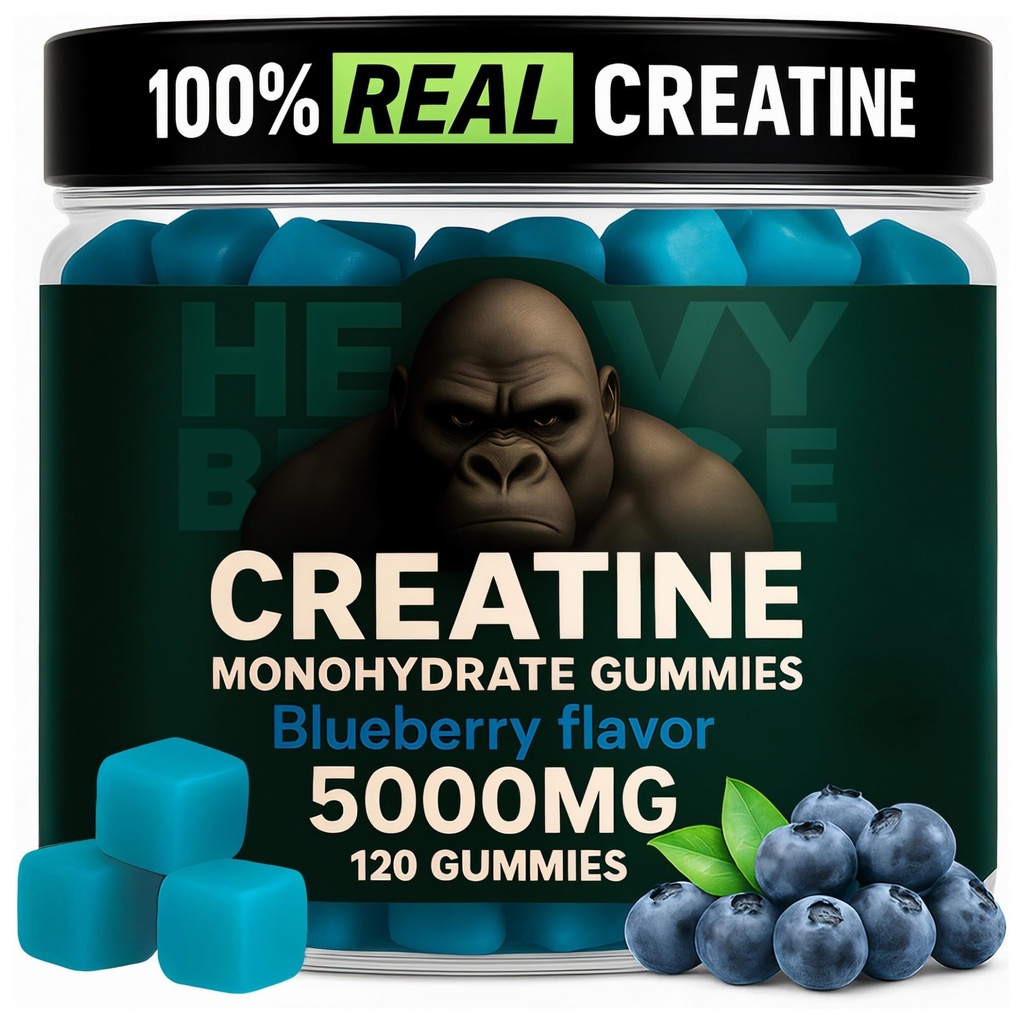Kreatín Monohydrát Gummy pre mužov a ženy 5000mg - čučoriedky, 120 Počet pre 30 Slúži 