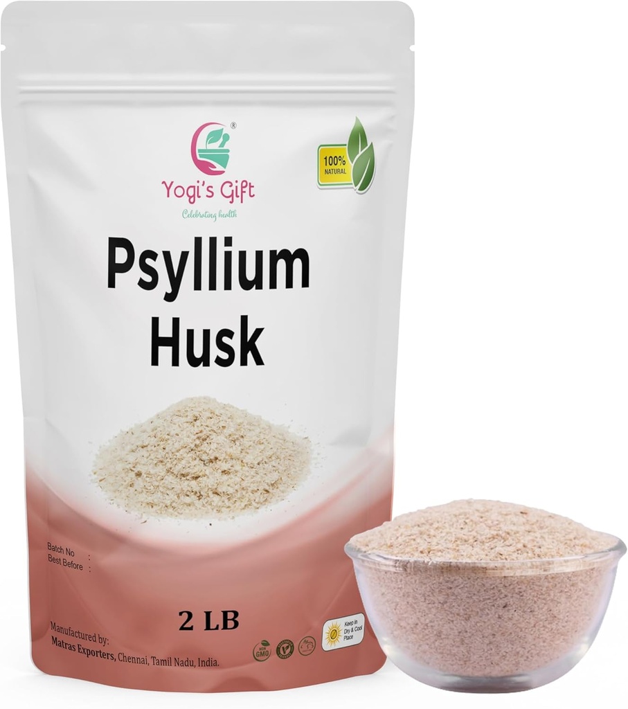 Psyllium Husk Celo 2 lb (32Oz), Použitie v smoothies, Varenie a Pečenie, Neochutené, Jemné zem, 100% prírodné, Non GMO, by Yogi's Gift®