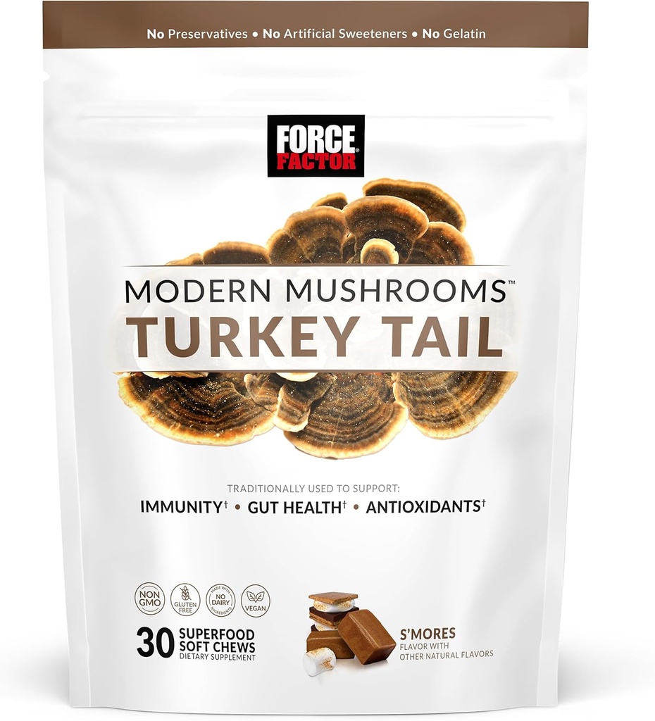 FORCE FACTOR Moderné Huby mäkké žuvačky, Turecko chvostové huby doplnok k podpore imunity, trávenie zdravie, a vitality, Antioxidanty doplnok, Delicious S