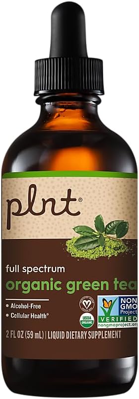Plnt Organic Liquid Green Tea a Full Spectrum a Supports Cellular Health - Bez alkoholu (2 fl. oz.)