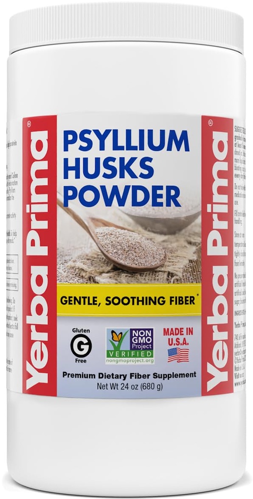 Yerba Prima Psyllium Husk Powder - 24 oz - Jemná zem, Neochutený, bez cukru - Prírodné vlákna Supplement - Tiež pre Pečenie - Obsahuje obe Rozpustné a nerozpustné hromadne pre podporu pravidelnosti