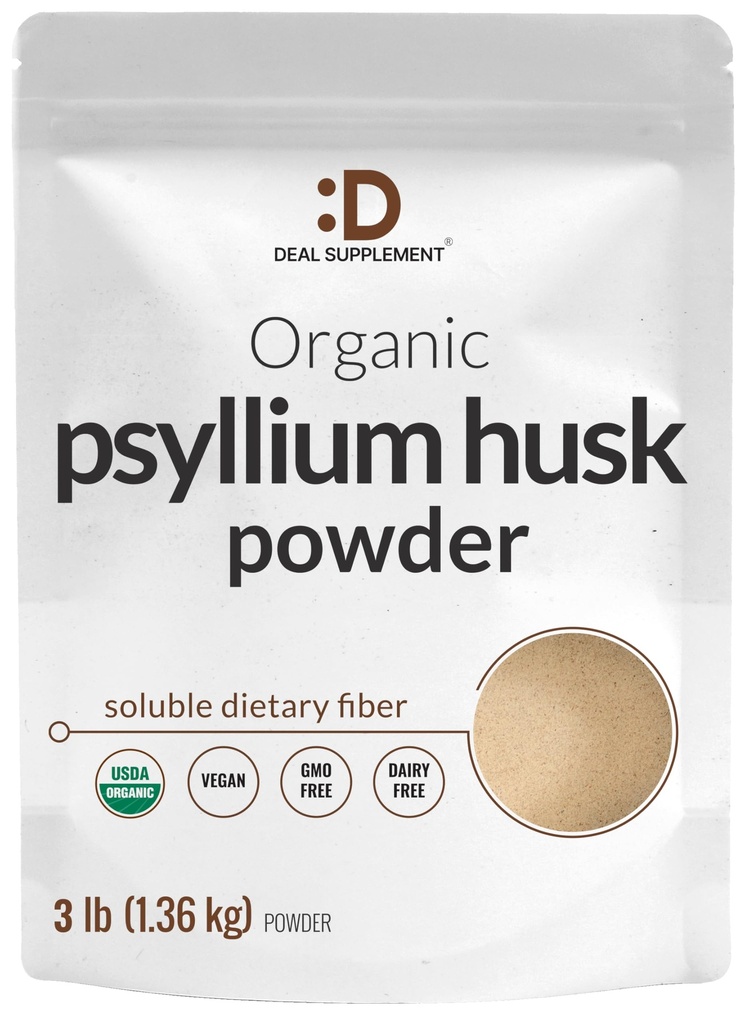 DEAL Application Organic Psyllium Husk Powder, 3lbs (48oz) 