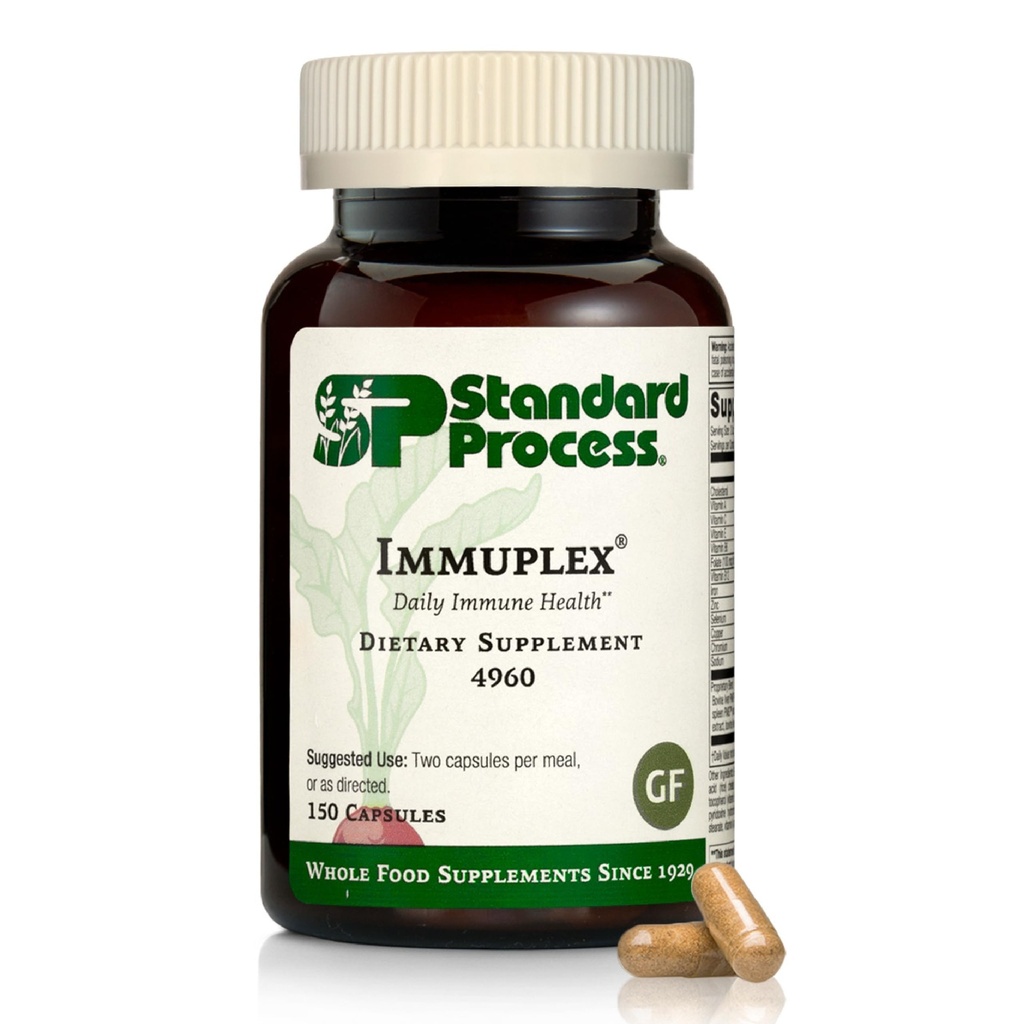 Štandardný proces Inc. Immuplex - Denná imunitná podpora doplnok s folátom, železom, vitamínom C a vitamínom A - Minerálny doplnok s antioxidačnými zložkami - 150 kapsúl