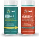 Iwi Omega-3 Essential & Vegikrill Omega-3 Bundle, 30 Servings, Vegan Plant-Based Algae Omega 3, Krill & Fish Oil Alternative, No Fishy Dochute