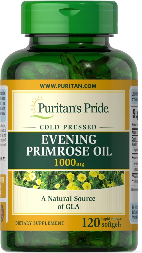 Puritáni pýcha večer Primrose Oil 1000 Mg S Gla, 120 Počet
