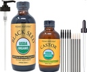 PRIME Natural Organic Black Seed Oil & Organic Castor Oil - 2 Oil Bundle - USDA Certified - Cold Pressed, Virgin, Nerafinovaný, Vegan, non-GMO, žiadne konzervačné látky