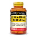 MASON NATURAL Alpha Kyselina lipoová 600 mg za obsluhu, lepok zadarmo ALA doplnok, 30 kapsúl