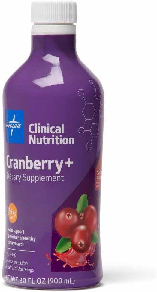 Medline Cranberry+ Liquid Urinary Tract Dietary Supplement, podporuje močové zdravie, 30 oz. Fľaša