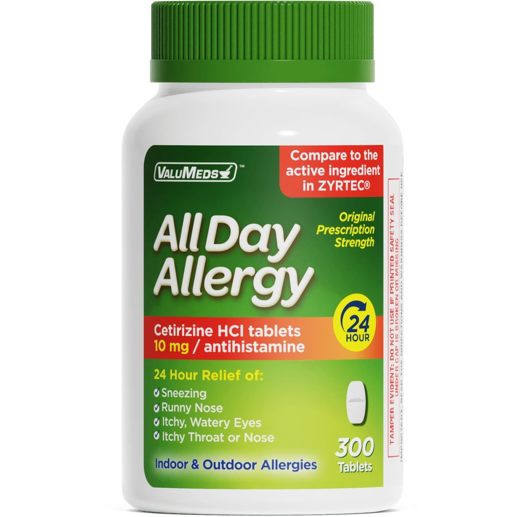 ValuMeds 24-hodinová alergia medicína Antihistaminikum pre Pollen, Hay Fever, Suché, svrbenie oči, Alergény 