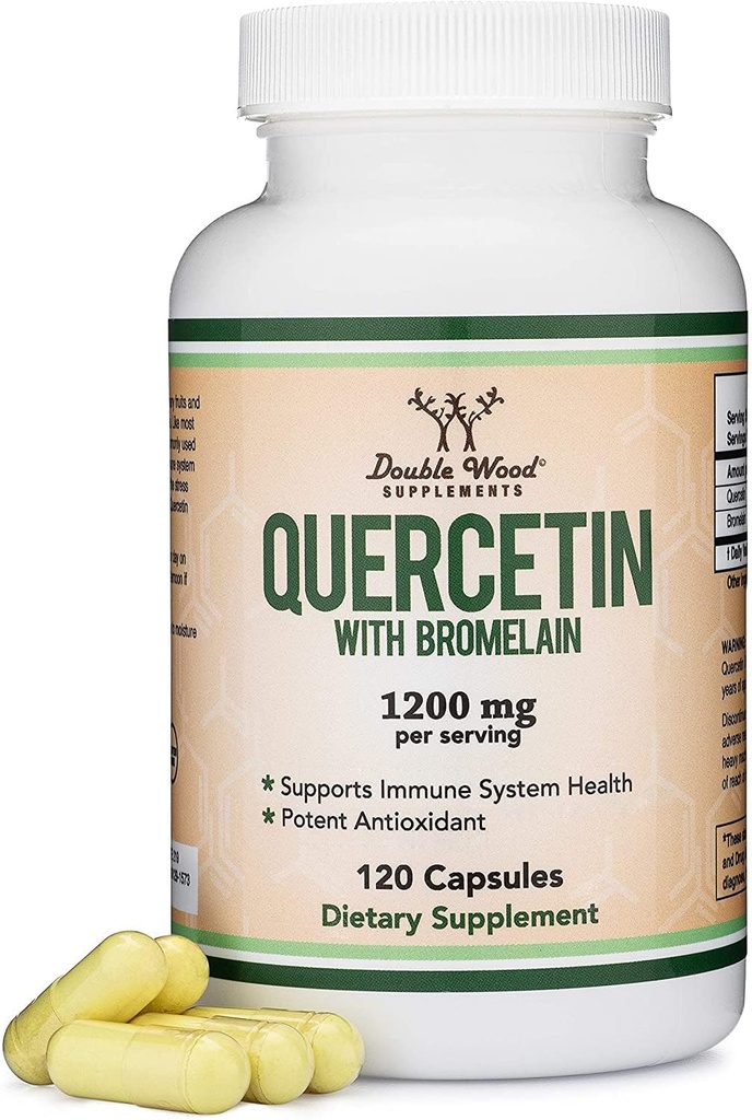 Quercetin s hypromelínom - 120 gróf (1 200mg servings) Immune Health Capsules - podporuje zdravé imunitné funkcie u mužov a žien (Vegan Safe, Tretia strana tested, Gluten Free) by Double Wood