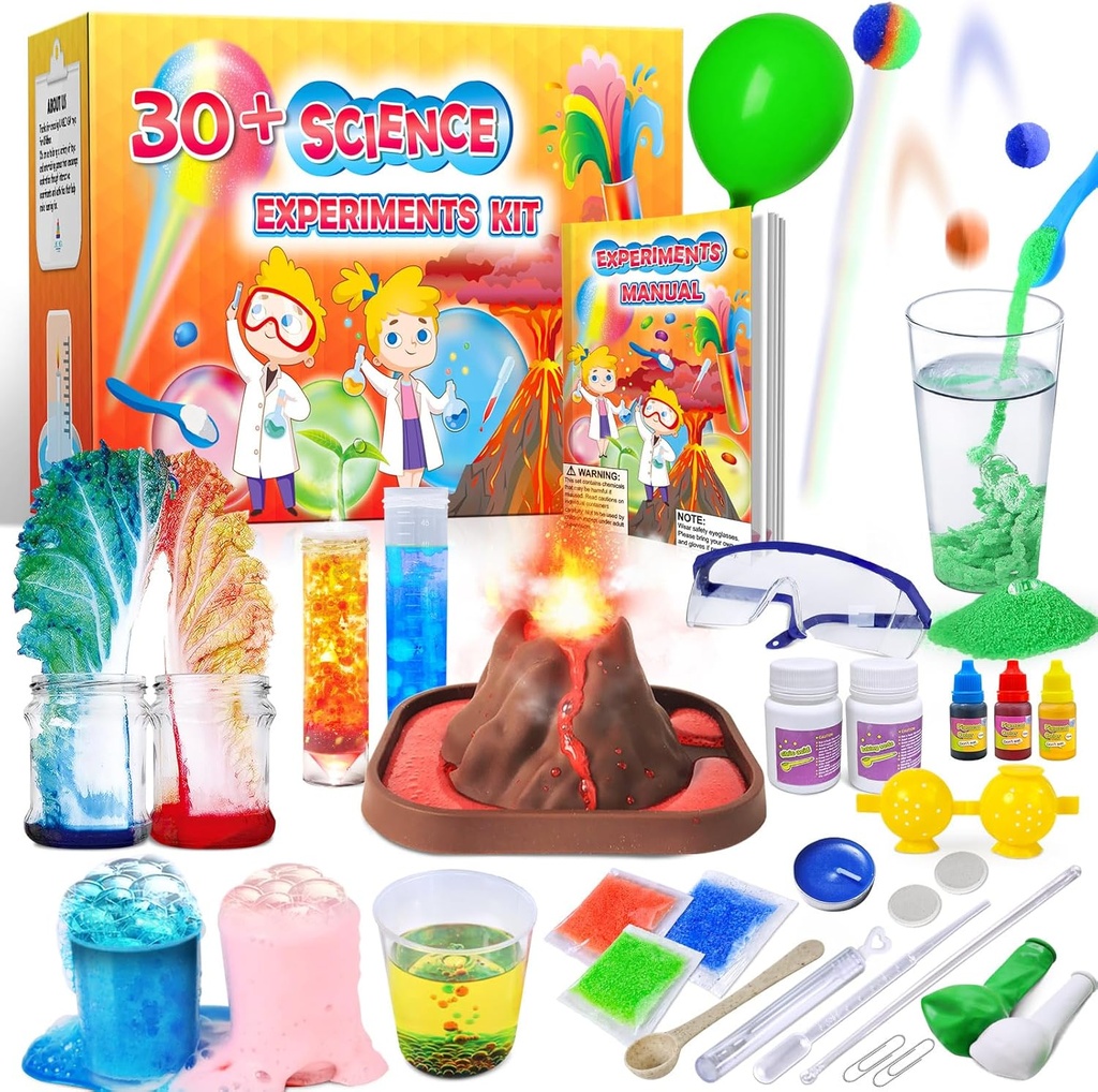 UNGLINGA 30+ Experimenty Science Kits for Kids, S.T.E.M. Educational Project Activities Hračky Darčeky pre chlapcov Dievčatá, Chemistry Set, Bouncy Ball, Sopka Eruption