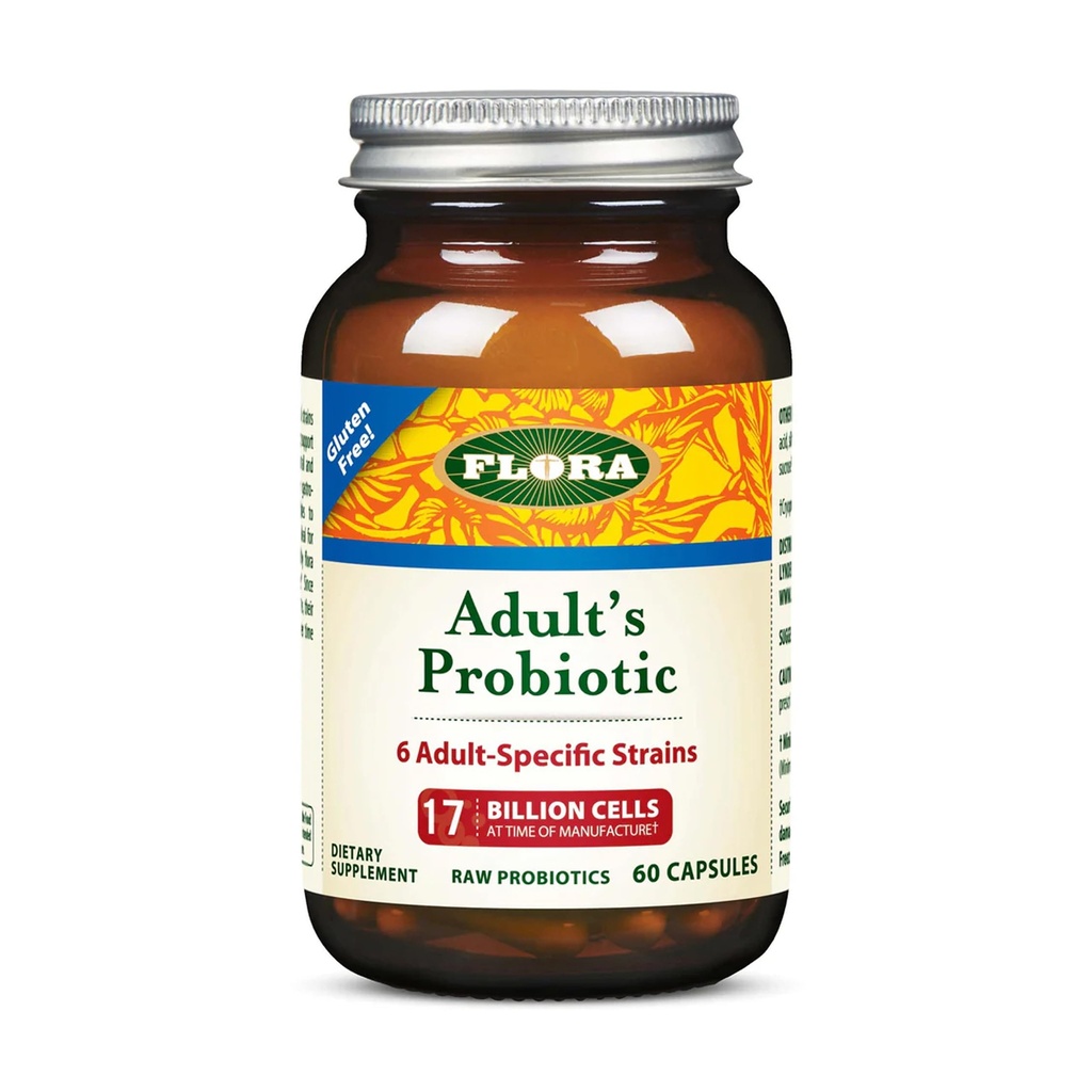 Flora dospelá probiotiká - Vegetariánska denná probiotiká pre zdravie Gut a trávenie - zahŕňa Lactobacillus & Bifidobacterium - 17 miliárd CFU - bez lepidla - udržujte chladené - 60 kapsúl