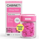 Kabinet: Difenhydramín 25mg Alergy Relief Antihistaminika Tablety pre alergie, Hay Fever, a Runny Nose, 120 tabliet (Refillable Glass Bottle)