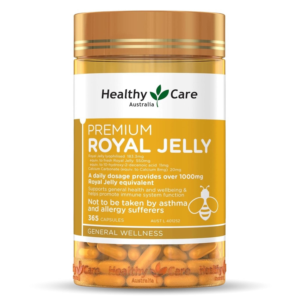 Zdravá starostlivosť Royal Jelly 1000 365 Kapsule Doplnky vyrobené v Austrálii