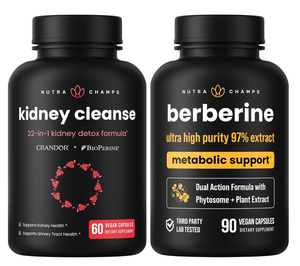 NutraChamps Kompletné zdravie obličiek: Berberine a obličky očistiť Duo