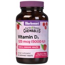 Bluebonnet Nutrition Earth Sweet Vitamin D3 5000 IU Chewable Tablets, Aids in Muscle & Skeletal Growth, Non GMO, Gluten & Soy & Milk Free, Košer, Malina, White, 90 Count