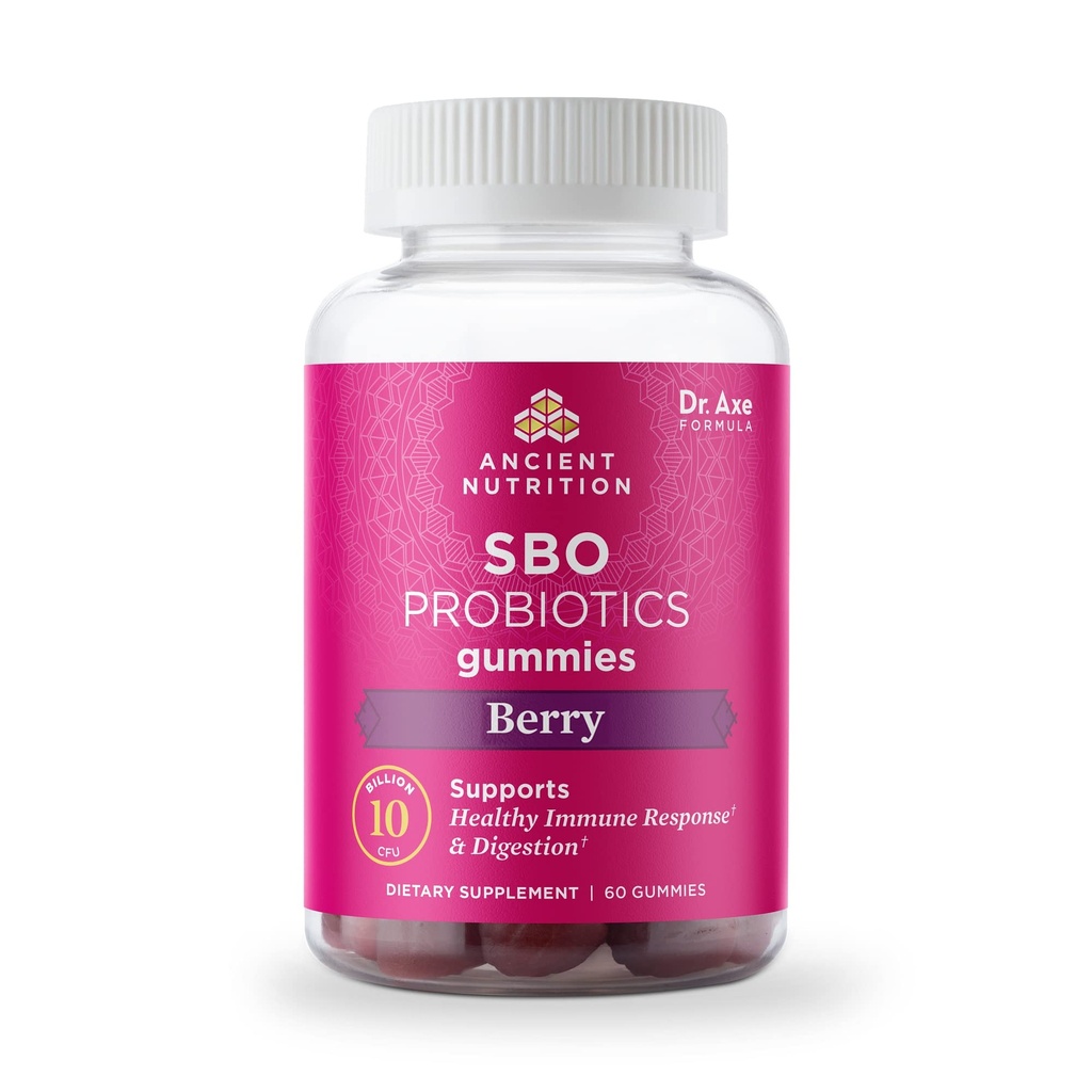 Staroveké nutričné probiotiká, SBO probiotiká Berry Gummies 10 miliárd CFU*/Serving, zdravé trávenie a podpora imunitnej odpovede, bez lepidla, znižuje príležitostné prekrvenie, 60 počet