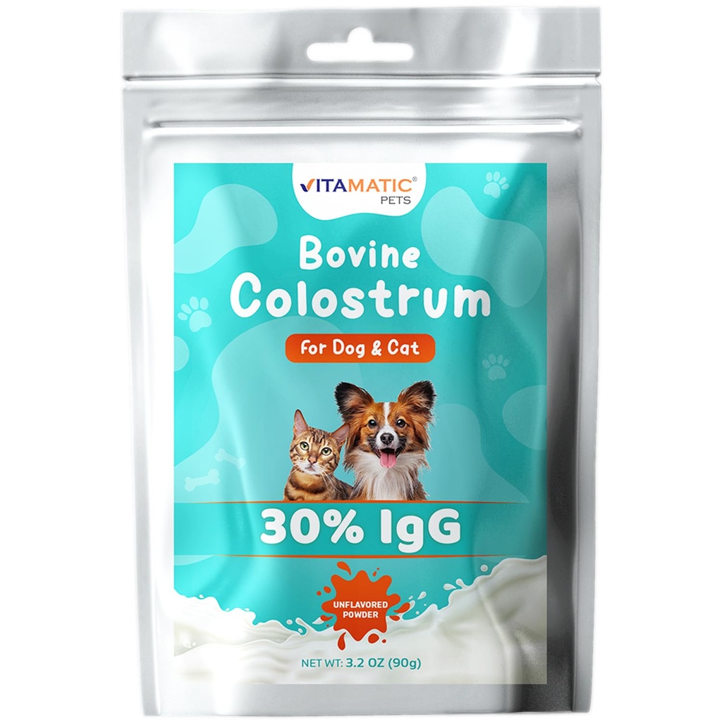 Vitamatic Bovine Colostrum for Dogs and Cats, 90 Grams, 30% Imunoglobulín, Grass Fed