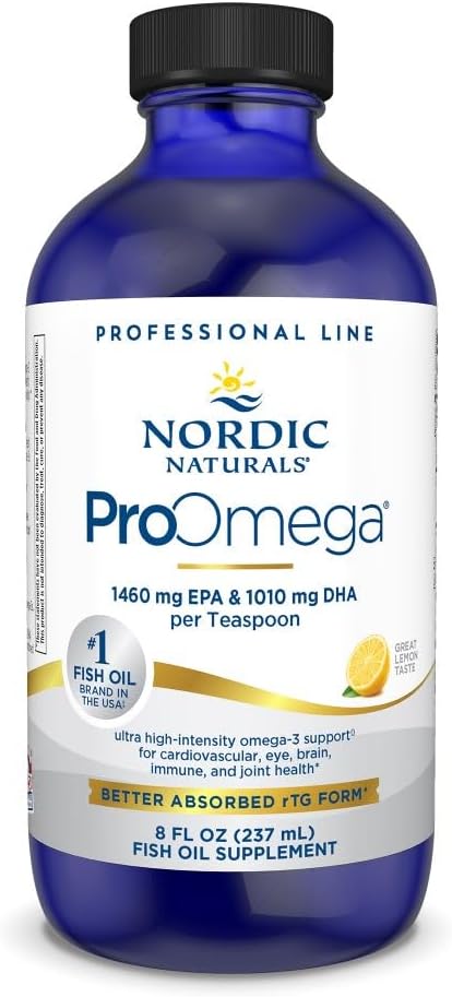 Nordic Naturals ProOmega Liquid, Citrónová príchuť - 8 oz - 2840 mg Omega-3 - Fish Oil s vysokou potenciou s EPA & DHA - podporuje mozog, oči, srdce, a imunitné zdravie - non-GMO - 48 porcií