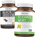 Black Seed Oil & St. John's Worth (1-Month Supply) Serene Bundle of Black Seed Oil (60 kapsúl) Cold-Pressed Nigella Sativa & St. John's Wort (60 kapsúl) s výkonným 900mcg Hypericin