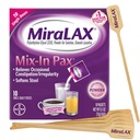 MiraLAX Jemná zápcha Relief Laxatívny prášok, Stolový zmäkčovač s PEG 3350, bez nepriaznivých vedľajších účinkov, jednorazová dávka v Paxe s miešanými mixérmi, cestovné balenie, 10 dávok