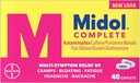 Midol Kompletný, Menštruačné obdobie príznaky Relief, Caplets, 40 Počet, 2-Pack