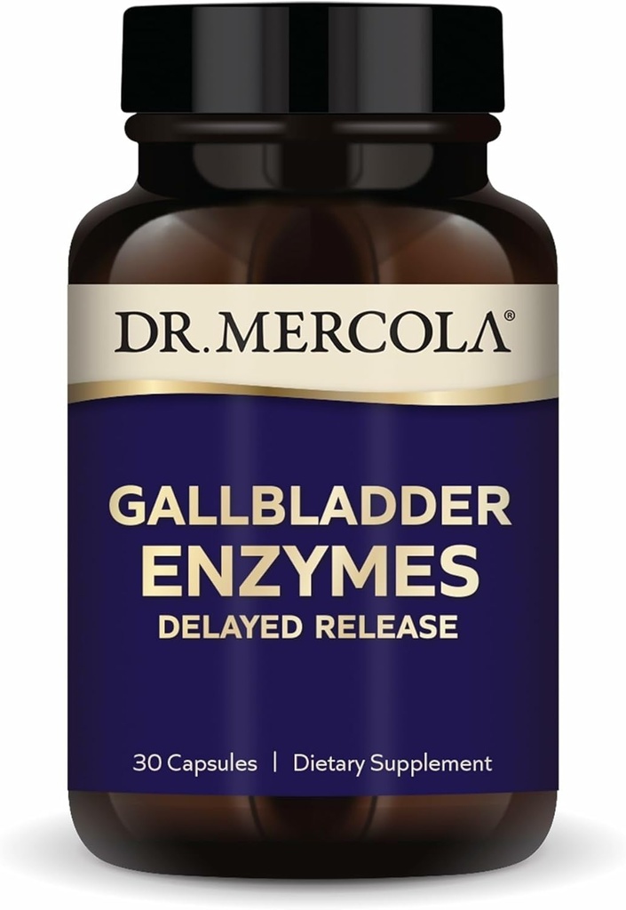 Dr. Mercola Gallbladder Enzymes - Gallbladder & Digestive Health Support - Obsahuje pankreatickú Proteázu, amylázu a lipázu - non-GMO, gluten-free & Soy-free - 30 Oneskorené kapsule uvoľňovania (30 Servings)